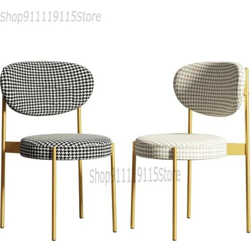 Light Luxury Dining Chair Household Nordic Simple Modern Thousand Bird Grid Desk Chair European Style Stool Net Red Single Back