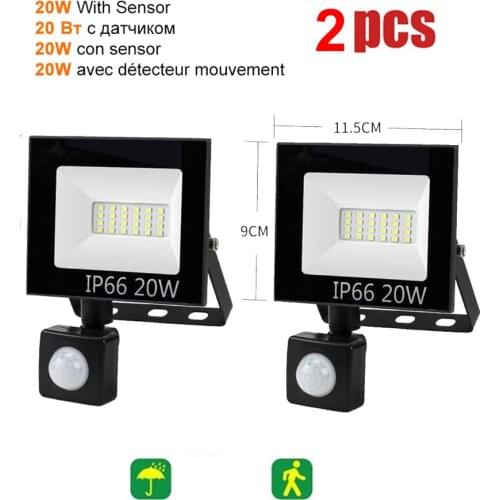 2 pcs 220V 10-100W LED FloodLight Spotlight Exterior Street wall reflector LED Lamp Waterproof Night Light Motion Sensor Porch P