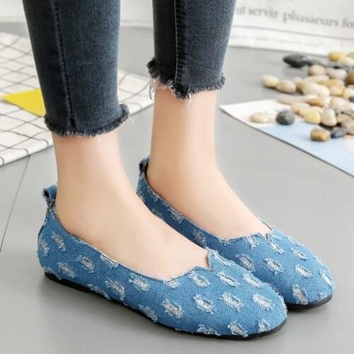 PUPUDA Women Casual Shoes Fashion Espadrilles Women Slip On Loafers Canvas Shoes Breathable Flat Denim Sneakers 2020