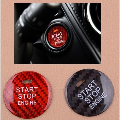 Carbon Fiber Red/Black Car Engine Start Stop Switch Push Button Cover Trim Sticker Fit for Mazda CX-3 CX-4 CX-5 CX-8 MX-5 Axela