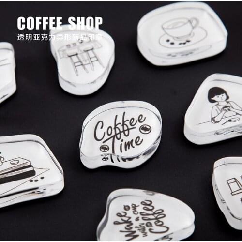 Vintage Coffee shop series decoration stamp acrylic rubber stamps for scrapbooking stationery DIY craft standard stamp