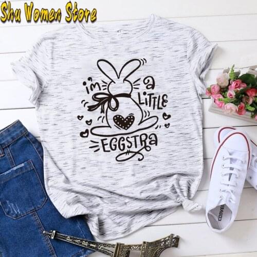 I'm A Little T-shirt Cute Women Short Sleeve Bunny Easter Day Gift Tshirt Funny 90s Graphic Holiday Tees Tops Drop Ship