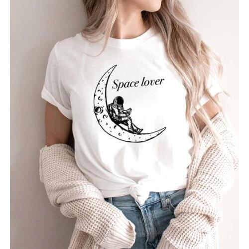 Women T-shirt Planet Print Harajuku Top Casual Ladies Basic O-collar Short Sleeved Women T-shirt Girl,Drop Ship