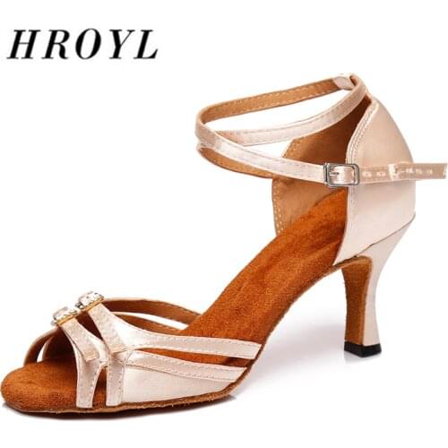 Brand New HROYL Women Latin dance shoes For Girls ladies Ballroom Tango Dancing Shoes 10/8.5/7.5CM Heels Salsa Dropshipping
