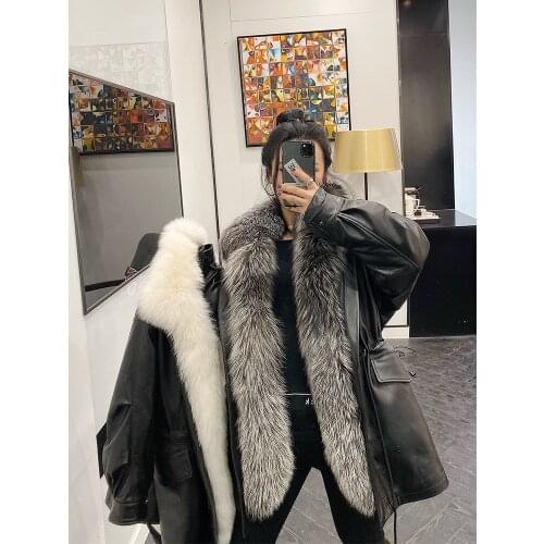 Womens Winter Down Jacket Real Sheepskin Coat Female 90% White Duck Down Parkas Woman Fox Fur Collar 2021 Abrigo Mujer Pph2749
