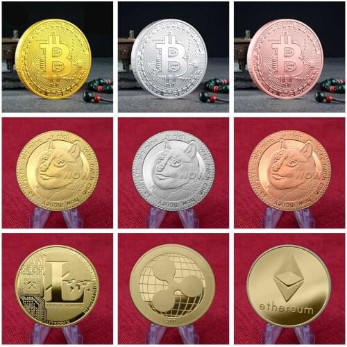 Gold/Silver Plated Ethereum Ripple Bitcoin Dogecoin TRX Ada Cardano QTUM IOTA Currency Coin Physical Commemorative Coins