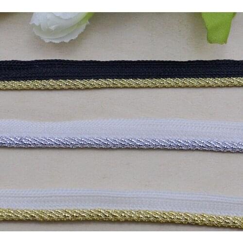 10mm Glitter Gold Silver Ribbon 50 Yards Knitting Trim Tape For Cushion Clothes Pants DIY Garment Sewing Handmade Decoration