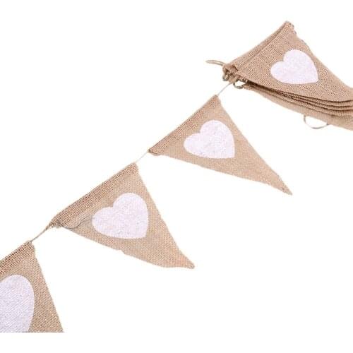 13pcs/set Love Heart Linen Pennant Banners Bridal Shower Bachelorette Wedding Decoration for Home Birthday Party DIY Decorations