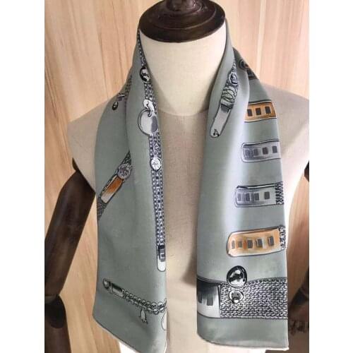 2020 new arrival winter autumn classic pattern 100% pure silk scarf twill hand made roll 90*90 cm shawl wrap for women lady