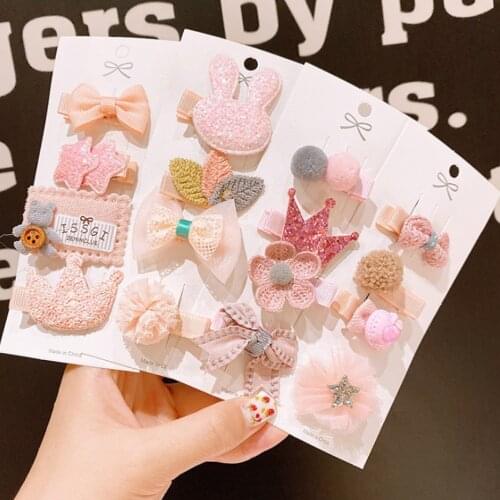 3/4pcs Hairpin Girls Cute Hair BB Clips Bowknot Flower Hair Bands Baby Lovely Pink Children Kids Hair Accessories