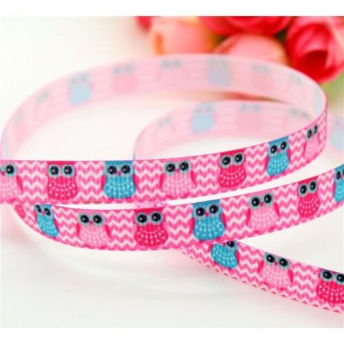 3/8'' Free shipping owl printed grosgrain ribbon hairbow headwear party decoration diy wholesale 9mm S558