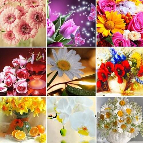 40/50/60 5D DIY Diamond Painting Flower Vase Cross Stitch Kit Mosaic Diamond Embroidery daisy Full Square Drill Home Decoration