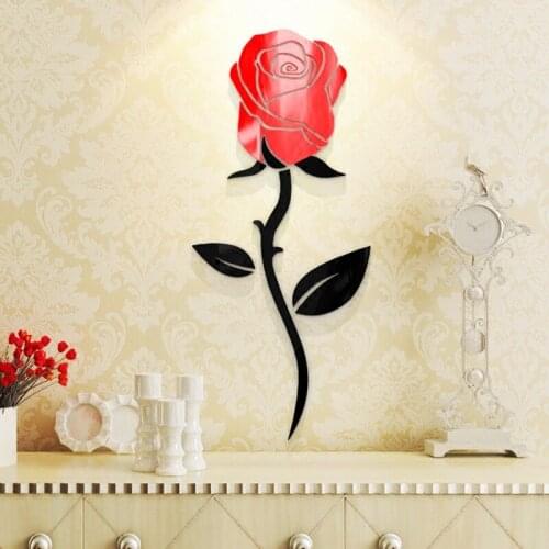 5 Size Romantic Rose For Love 3D Acrylic Decoration Wall Sticker DIY Art Wall Poster Home Decor Bedroom Bathroom Wallstickers