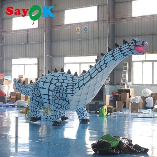 6.7x3mH Inflatable Blue Dinosaur Full Printing Unique Decoration with Blower for Christmas/Halloween/Yard/Park Decoration