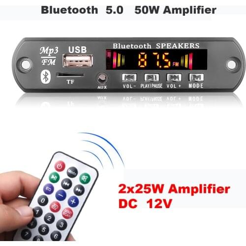 Kebidu Car Audio USB TF FM Radio Module Wireless Bluetooth 12V MP3 WMA Decoder Board Support 2*25W Amplifier with Remote