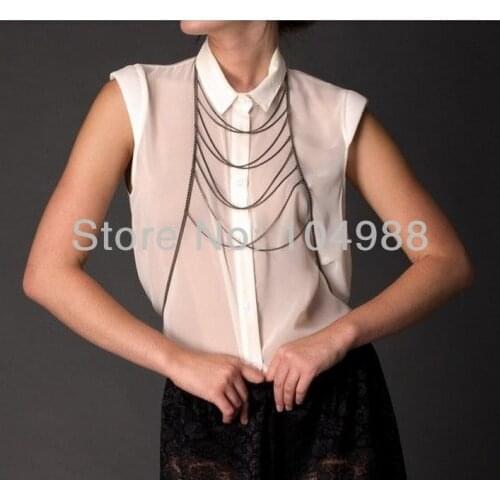 FREE SHIPPING 2014 New Design Stars Hot Metal Fashion Jewelry Gray Color Ladies Chains Necklace