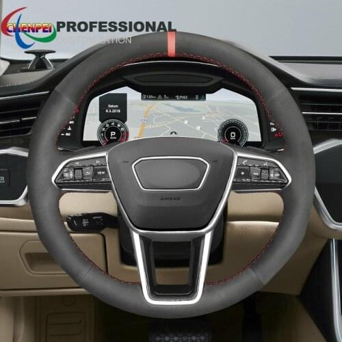 DIY Non-Slip Black Suede Car Steering Wheel Cover For Audi A6 (Avant) A6 Allroad A7 (Sportback) Car Interior Accessories
