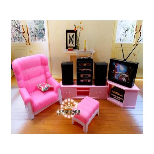 House for barbie dollhouse accessories Furniture Set Living Room barbie TV Audio Sofa Accessories Play Toys Gifts