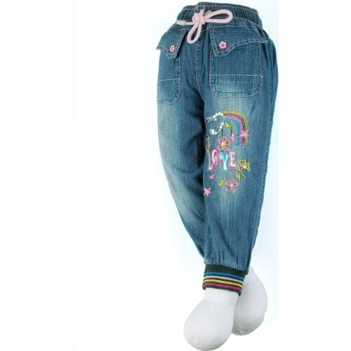 12M-5Y Girl Jeans Denim embroidery trousers Toddler babies Slacks teen child MH0189