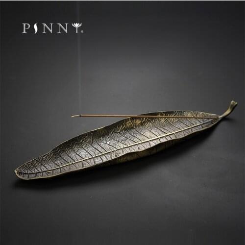 PINNY Creative Metal Leaf Incense Holder Stick Alloy Sandalwood Incense Burner Tea Ceremony Accessories