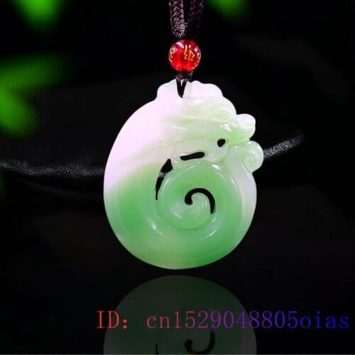 Jade Dragon Pendant Green Charm Necklace Gifts Double sided Jewelry Chinese Natural Fashion Jadeite Amulet Carved