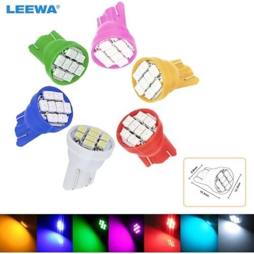 LEEWA 50pcs High Power 7-Color T10 194 168 1206 Chip 8SMD Wedge Base Car LED Light Bulbs #CA2615