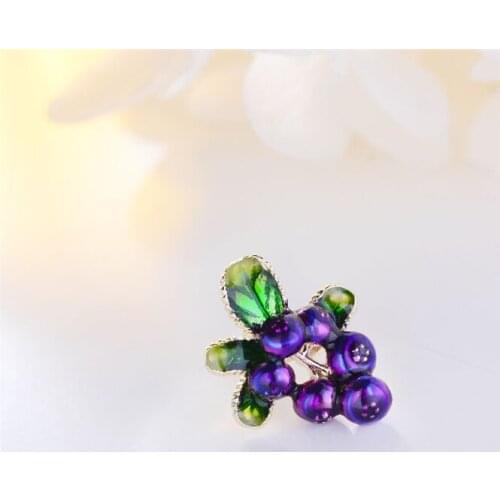 The New Fruit Series Enamel Grape Small Collar Pin Creative Fashion Cute Brooch Trend Simple and Fun Ladies Jewelry Accessories