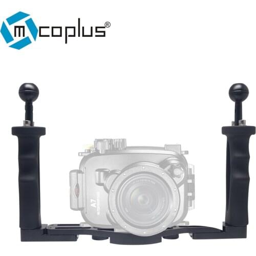 Mcoplus Dual Handle Aluminium Tray Stabilizer Rig for Underwater Camera Housing Case Diving for GoPro Canon Nikon Sony Fujifilm