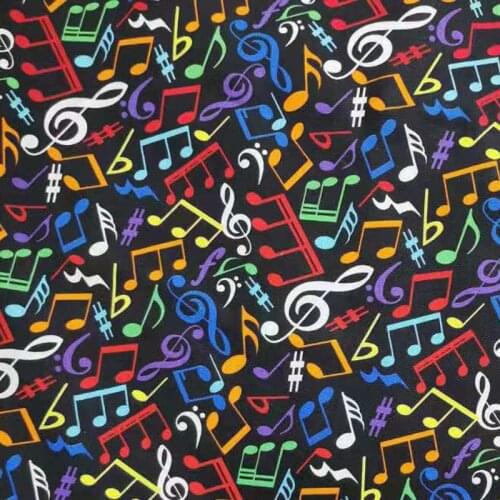 Cartoon Musical Note Design Cotton Fabric for Kids Clothes Home Textile Slipcover Sewing Quilting DIY Needlework Material