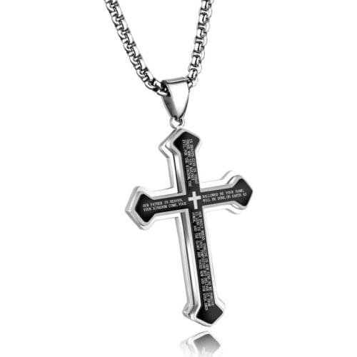 Euramerican Style Mens Chain Length 600mm Cross Stainless Steel Necklace Men Black Pendant Friends Jewelry 2021 Trend Jewelry