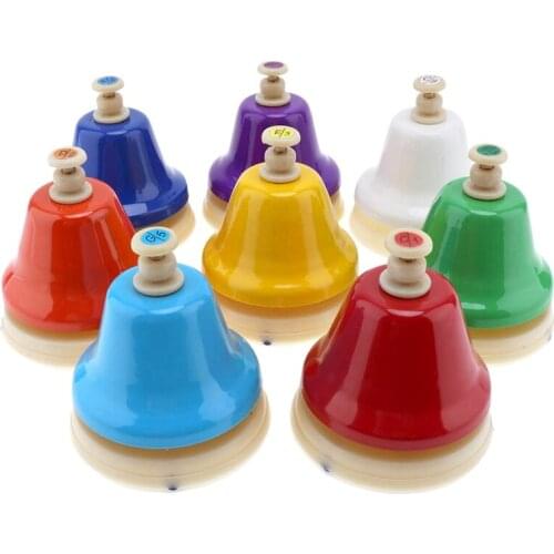 New IRIN 8Pcs/Set 8 Note Diatonic Metal Hand Bells Set Percussion Instrument for Kid Children Musical Instrument Toy