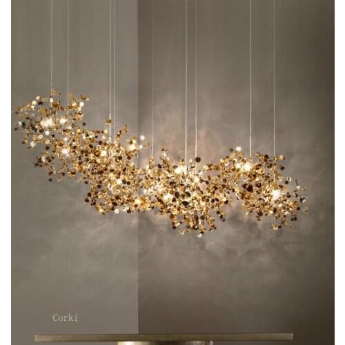 Nordic stainless steel chrome leaf LED Pendant Lamp modern living room bar Hanging lights dining room chandelier Light Fixtures