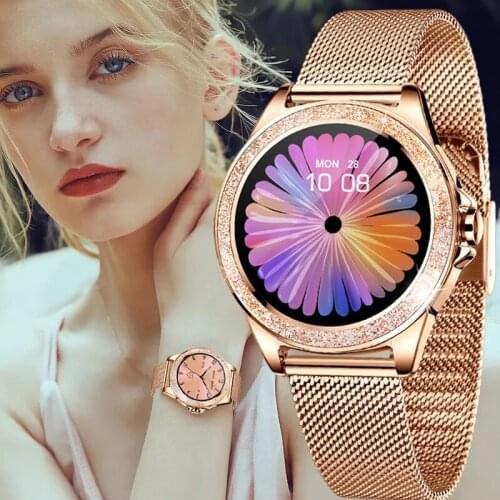 GEJIAN 2021 New Fashion Rose Gold Smart Watch Women Waterproof Electronics Sports Ladies Smartwatch For Android IOS Smart Clocks