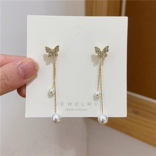 South Koreas new geometric irregular long tassel butterfly earrings, stylish womens earrings 2020 new jewelry