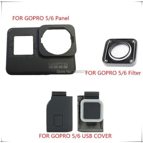 For GoPro Hero 5 6 black Original Accessories GoPro Frame Front Door Faceplate Panel/UV Filter Glass Lens/Battery USB Cover Case