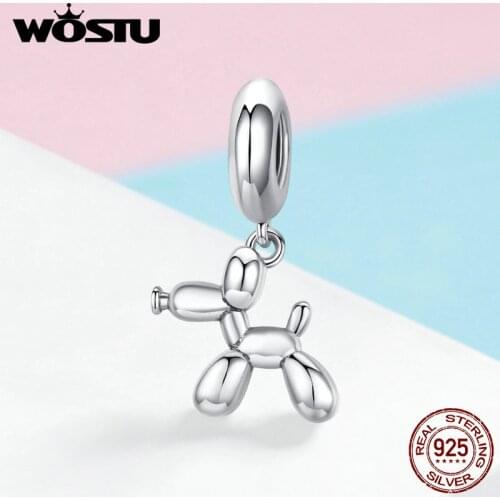 WOSTU 2019 New Design 925 Sterling Balloon Dog Dangles Charms Fit Bracelet & Necklace Pendant Darling Fashion Jewelry FIC981
