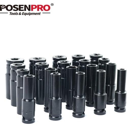 POSENPRO Standard 8~22mm Socket Wrench Tool 1/2" Drive Adapter Spanner Converter Reducer Electric Impact Wrench Socket