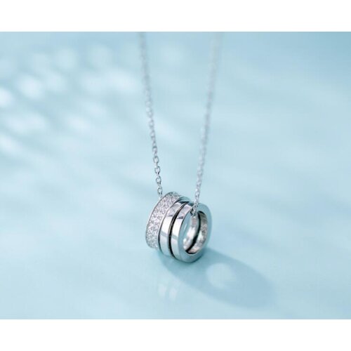 Simple Necklace 925 Sterling Silver Pendants Necklaces Chain with Cubic Zirconia