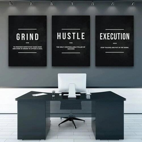 Entrepreneur Quotes Inspirational Canvas Painting Triptych Black White English Phrases Posters Office Study Wall Art Pictures