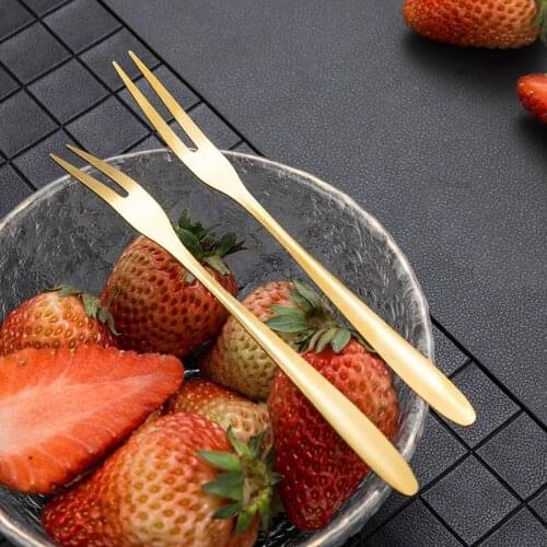 5 Pcs Fruit Fork Luxury Stainless Steel Gold Cake Dessert Forks Lovely Mini Fork Used For Cake in Party Fork Restaurant