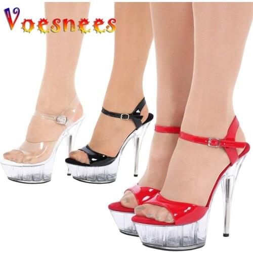 2019 Platform Sandals Women Shoes Sexy PU Platform Crystal High Heels 15CM Shoes Women Sandale Female Pole Dancing Bridal Shoes