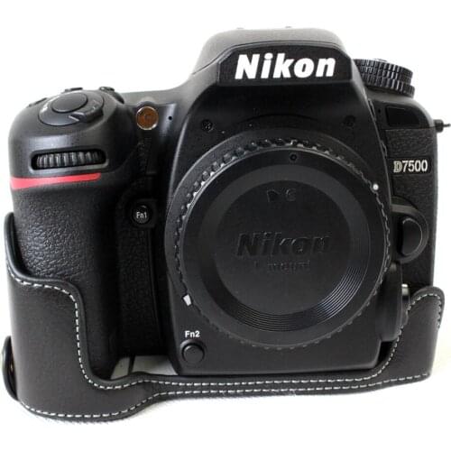 High Quality Genuine Leather case Half Body Camera Base For Nikon d7500 With Battery Opening protection bottom