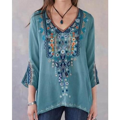2020 Spring Fashion Chiffon V-neck Women Blouse Long Sleeve Shirts Floral Plus Size Top Casual Sexy Office Lady Blusas