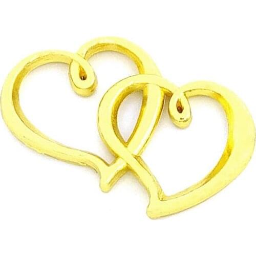 Golden Color Eco-friendly Alloy Crafting Bracelets Necklaces Connector Double Hearts Links Charm Cheap Wholesale Factory Fashion