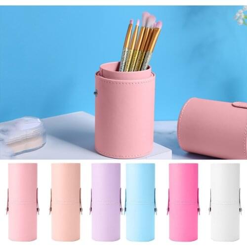 1pc PU Leather Makeup Brushes Holder Travel Cosmetic Bag Case Organizer Brushes Pens Tube Cup Container Cosmetic Tools