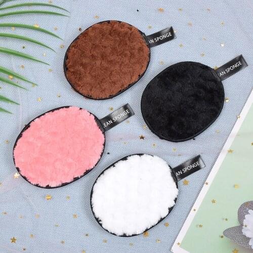 1pc Reusable Cleaning Pads Wipe Facial Makeup Remover Puff Cotton Double Layer Face Towel Microfiber Cloth Sponge