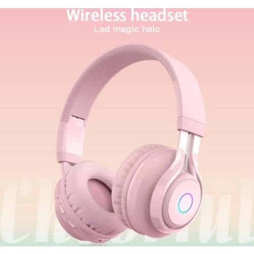 Wireless Bluetooth 5.0 Headphone With Colorful LED Portable Stereo Headset With Mic 3.5MM Audio Cable For Apple Android