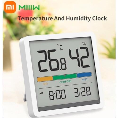 Miiiw Mute Temperature And Humidity Clock Home Indoor High-precision Baby Room C/F Temperature Monitor 3.34inch Huge LCD Screen