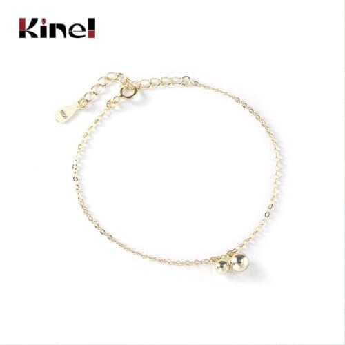 Kinel Round Beads Silver Bracelet Minimalist Korea Bracelets for Women 925 Sterling Silver Wedding 14K Gold Jewelry