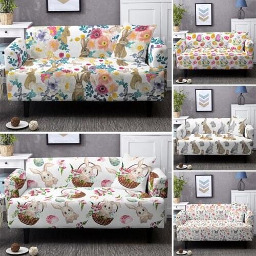 Happy Easter Rabbit Sofa Cover Non Slip Stretch Combination Slipcovers Cartoon Elastic Couch Covers For Living Room Decor